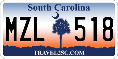 SC license plate MZL518