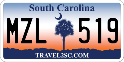 SC license plate MZL519