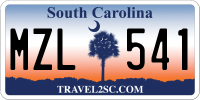 SC license plate MZL541