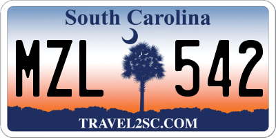 SC license plate MZL542