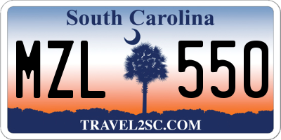 SC license plate MZL550