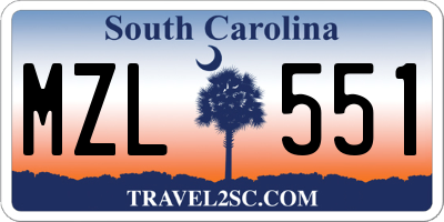 SC license plate MZL551