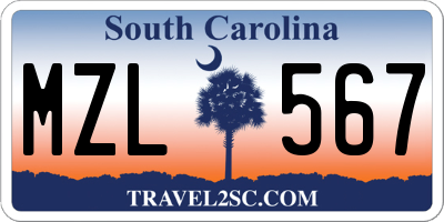 SC license plate MZL567