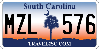 SC license plate MZL576