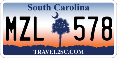 SC license plate MZL578