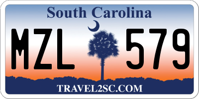 SC license plate MZL579