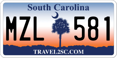 SC license plate MZL581