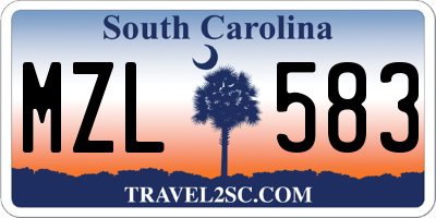 SC license plate MZL583