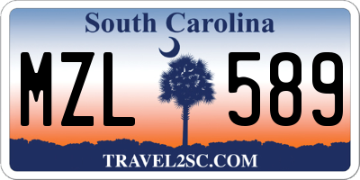 SC license plate MZL589