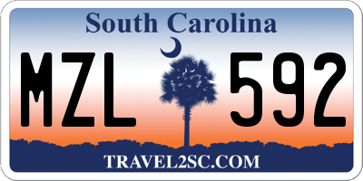SC license plate MZL592