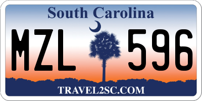 SC license plate MZL596