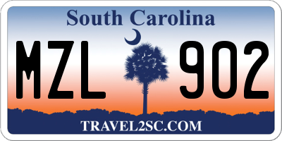 SC license plate MZL902