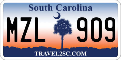 SC license plate MZL909