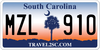 SC license plate MZL910