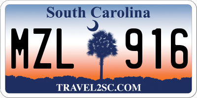SC license plate MZL916