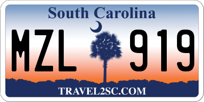SC license plate MZL919