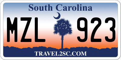 SC license plate MZL923