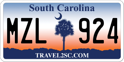 SC license plate MZL924