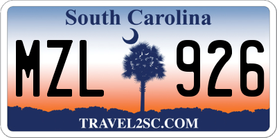 SC license plate MZL926
