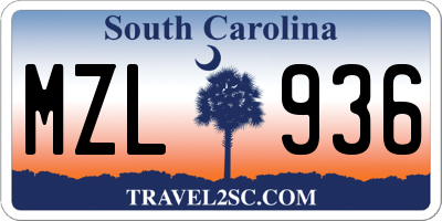 SC license plate MZL936