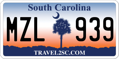 SC license plate MZL939