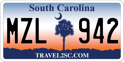 SC license plate MZL942