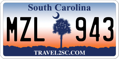 SC license plate MZL943