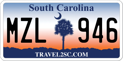 SC license plate MZL946