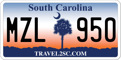 SC license plate MZL950
