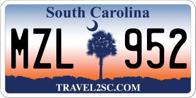 SC license plate MZL952