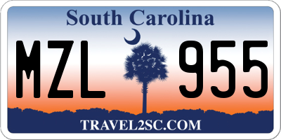 SC license plate MZL955