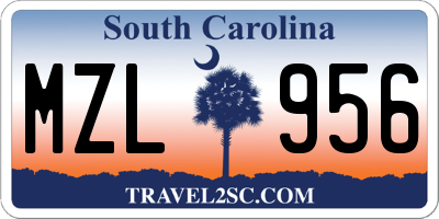 SC license plate MZL956