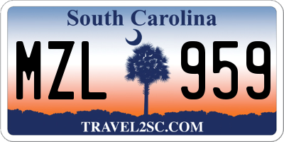 SC license plate MZL959
