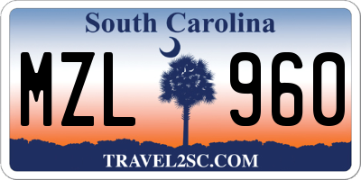 SC license plate MZL960