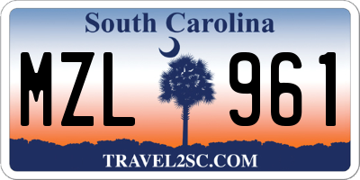 SC license plate MZL961