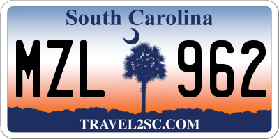 SC license plate MZL962