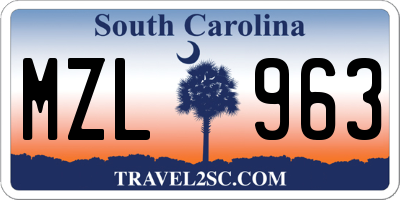 SC license plate MZL963