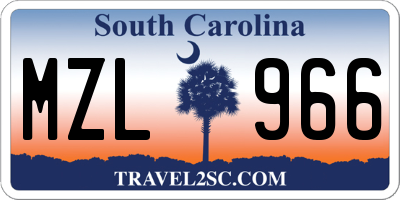 SC license plate MZL966