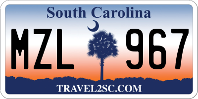 SC license plate MZL967