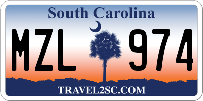 SC license plate MZL974
