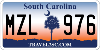 SC license plate MZL976