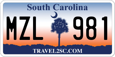 SC license plate MZL981