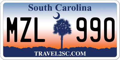 SC license plate MZL990