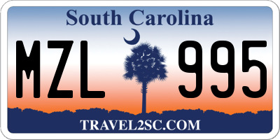 SC license plate MZL995