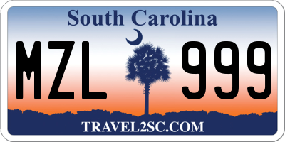 SC license plate MZL999