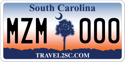 SC license plate MZM000