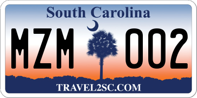 SC license plate MZM002