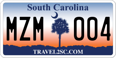 SC license plate MZM004