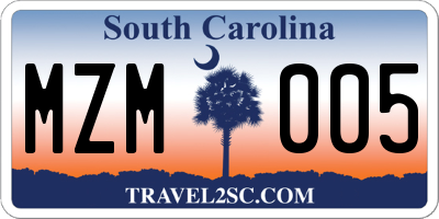 SC license plate MZM005
