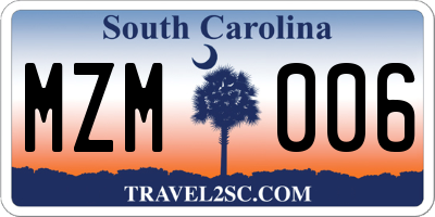 SC license plate MZM006